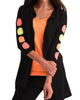Polkadot 3/4 Sleeve Cardigan in Black/Neon - thumbnail