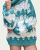 Open-Knit Chunky Turtleneck Sweater in Ivory Teal Stripe - thumbnail