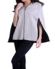 High Slit Detachable Hooded Poncho in Black/Stone - thumbnail