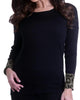 Leopard Sleeve Sweater in Black/Gray - thumbnail