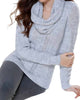 Juliana Cable Knit Sweater Attach Scarf in Gray - thumbnail