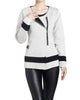Contrast Off-Ctr Zip Cardigan in Stone/Black - thumbnail