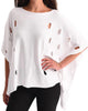 Cut Out Poncho in White - thumbnail