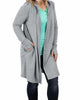 Hooded Waffle Cardigan in Heather Grey - thumbnail