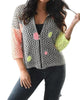 Daisy Bubbles Crochet Zip Cardigan in Black Multi - thumbnail