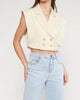 Double Breasted Cropped Vest in Natural - thumbnail
