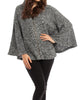 Sarah Zip Boucle Poncho in Black White - thumbnail