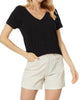 Rib Mix Tee in Black - thumbnail