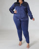 Satin Sassy Two Piece Set in Navy - thumbnail