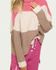 Textured Colorblock Turtleneck Sweater in Bubblegum Pink Multi - thumbnail