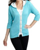 Rivet Hooded Knit Cardigan in Turquoise/White - thumbnail