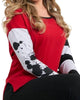 Splatter Stripe Sleeves Sweater in Fire - thumbnail