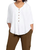 Sympli Henley 3/4 Slv in White - thumbnail