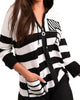 Sleeve Hooded Cardigan in White/Black - thumbnail