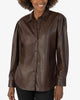 Henrietta Pleather Button Down Top in Chocolate - thumbnail
