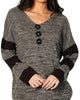 V- Neck Button Pullover in Stone/Black - thumbnail