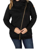 Quinn Zipup Cowl Sweatshirt in Black - thumbnail