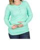 Spring Long Sleeve Henley Top in Neon Mint - thumbnail