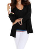 Tara Striped Cardigan in Black - thumbnail