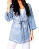 Jennifer Hooded Long Trench Coat in Denim - thumbnail