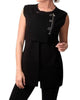 Side Snap & Zip Long Vest in Black - thumbnail