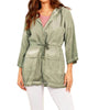 Jennifer Hooded Long Trench Coat in Olive - thumbnail