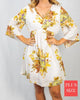 Three Quarter Sleeve Floral Print Dress in Off White - thumbnail