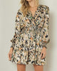 Satin Animal And Camouflage Print Short Dress in Mocha Rust - thumbnail