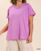 Round Neck Short Sleeve T-Shirt in Lilac - thumbnail