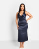 Rebdolls Women's Freya Satin Halter Criss Cross Back Midi Shift Dress - thumbnail