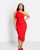 Rebdolls Women's Paris Mesh One Shoulder Asymmetrical Midi Boydcon Dress - thumbnail