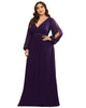 Chiffon V-Neckline Long Sleeve Formal Evening Dress - thumbnail