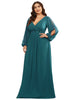 Chiffon V-Neckline Long Sleeve Formal Evening Dress - thumbnail