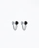 Eva Gemstone Chain Wrap Earrings in Silver/Black - thumbnail