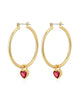 Bezel Heart Charm Hoops in Gold - thumbnail
