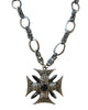 Maltese Cross Necklace in Silver/Black - thumbnail