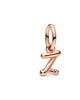 Letter Z Script Alphabet Dangle Charm in Rose Gold - thumbnail