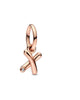 Letter X Script Alphabet Dangle Charm in Rose Gold - thumbnail