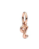 Letter Q Script Alphabet Dangle Charm in Rose Gold - thumbnail
