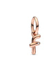 Letter F Script Alphabet Dangle Charm in Rose Gold - thumbnail