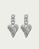 Metal Love Cuban Chain Heart Drop Earrings in Silver - thumbnail