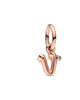 Letter V Script Alphabet Dangle Charm in Rose Gold - thumbnail