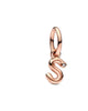 Letter S Script Alphabet Dangle Charm in Rose Gold - thumbnail