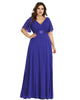 Long Chiffon Empire Waist Bridesmaid Dress with Short Flutter Sleeves - thumbnail