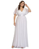 Long Chiffon Empire Waist Bridesmaid Dress with Short Flutter Sleeves - thumbnail