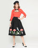 Unique Vintage Black & Mushroom Soda Shop Swing Skirt - thumbnail