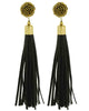 Textured Leather Earrings in Black - thumbnail