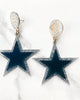 Star Earrings With Large Bc Logo in Navy Blue And Silver - thumbnail
