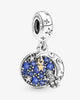Santa Claus On The Moon Double Dangle Charm in Silver/ Blue - thumbnail