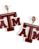 Texas A&M Logo Earrings in Maroon And White - thumbnail